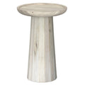 19" Natural And White Distressed Solid Wood Round Pedestal End Table
