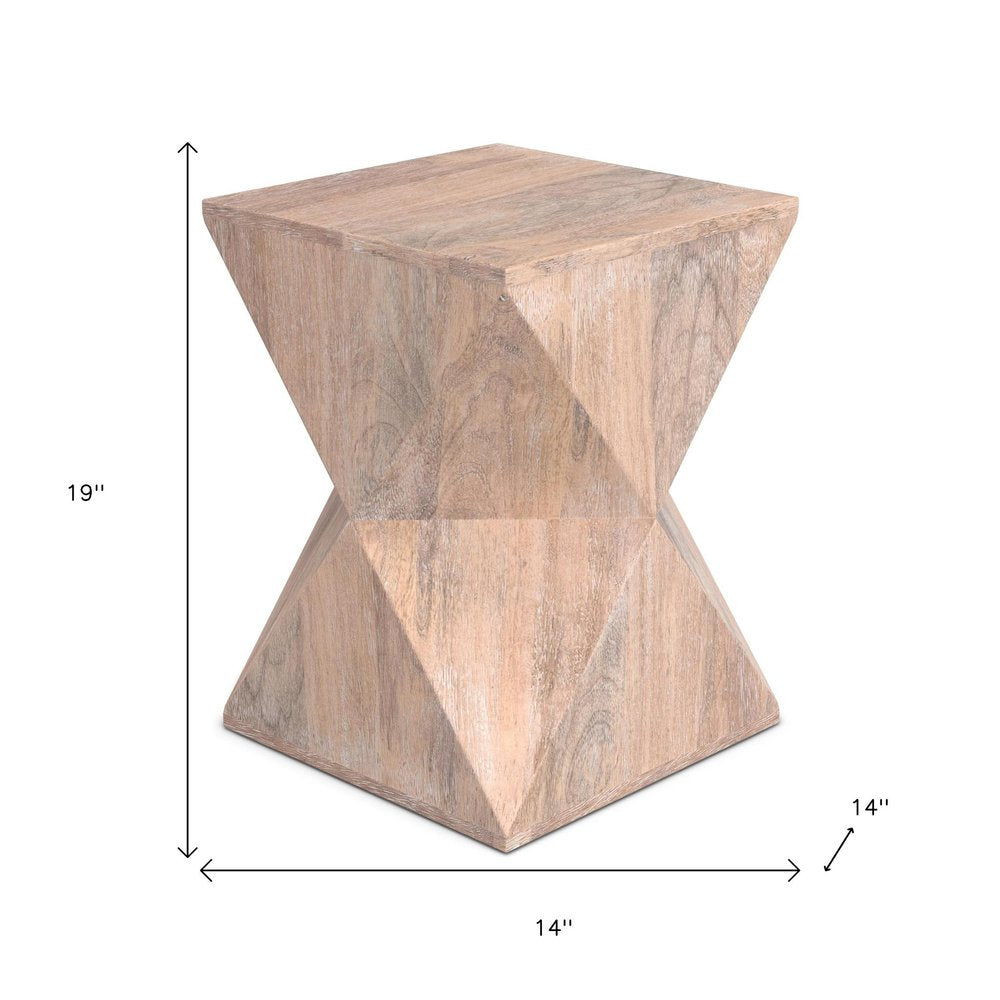 19" Natural Solid Wood Square End Table