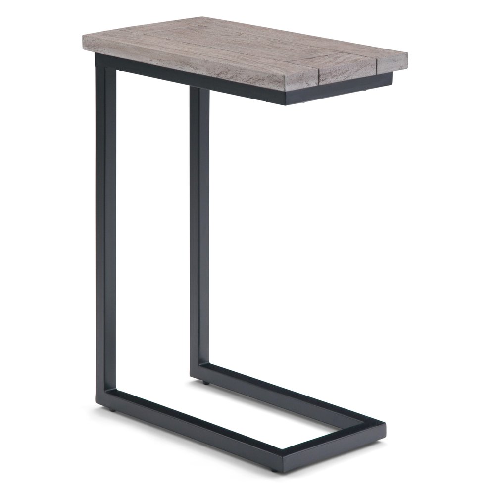 24" Natural And Black Distressed Solid Wood And Iron End Table
