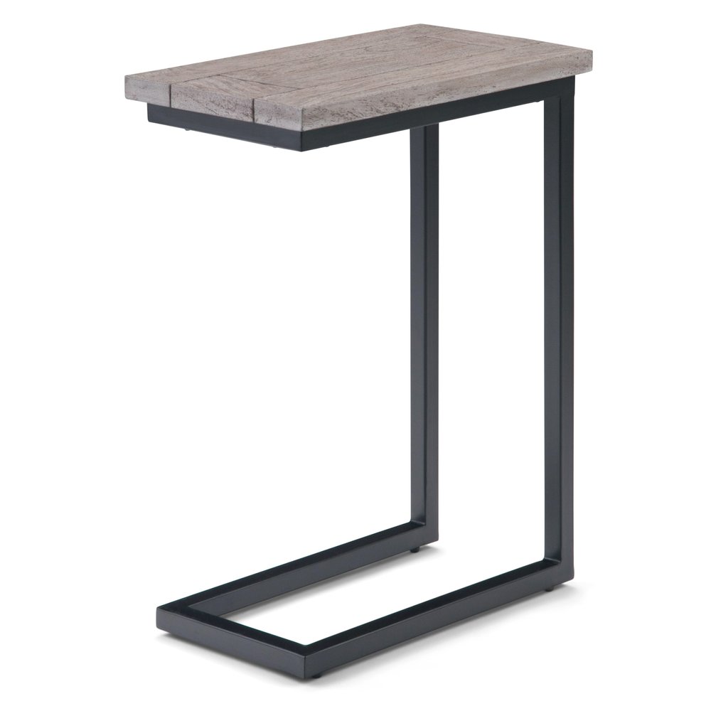 24" Natural And Black Distressed Solid Wood And Iron End Table