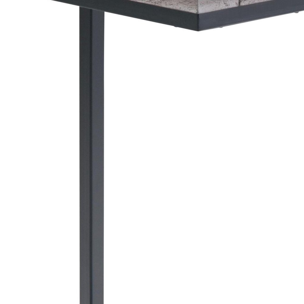 24" Natural And Black Distressed Solid Wood And Iron End Table