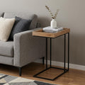 24" Natural Distressed Solid Wood and Steel End Table