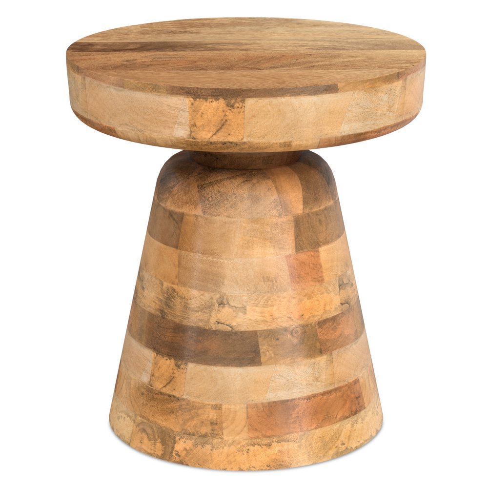 18" Natural Solid Wood Round Pedestal End Table