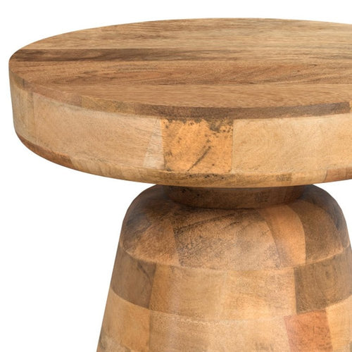 18" Natural Solid Wood Round Pedestal End Table