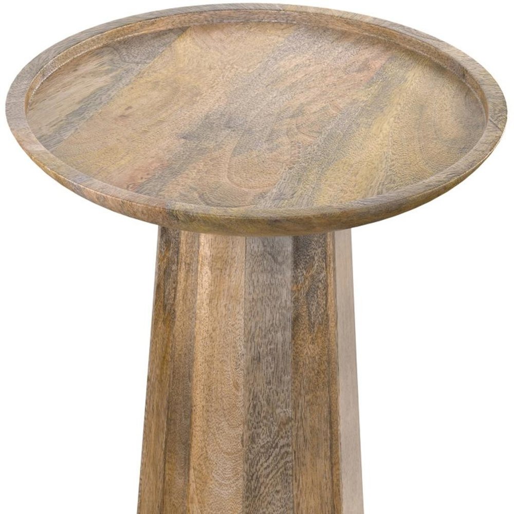 19" Natural Solid Wood Round Pedestal End Table