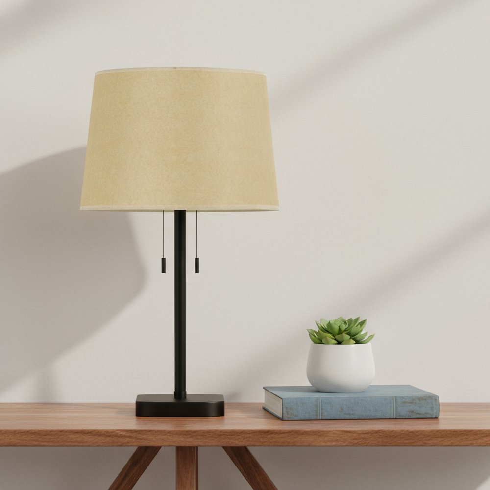 Tan Paper Plain Drum Lamp Shade