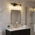 19" Black And Gold Steel And Glass Three Light Bath Bar Vanity Light
