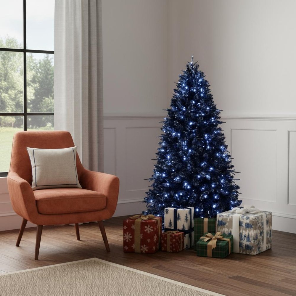 5' Black Pre Lit Full Spruce Christmas Tree