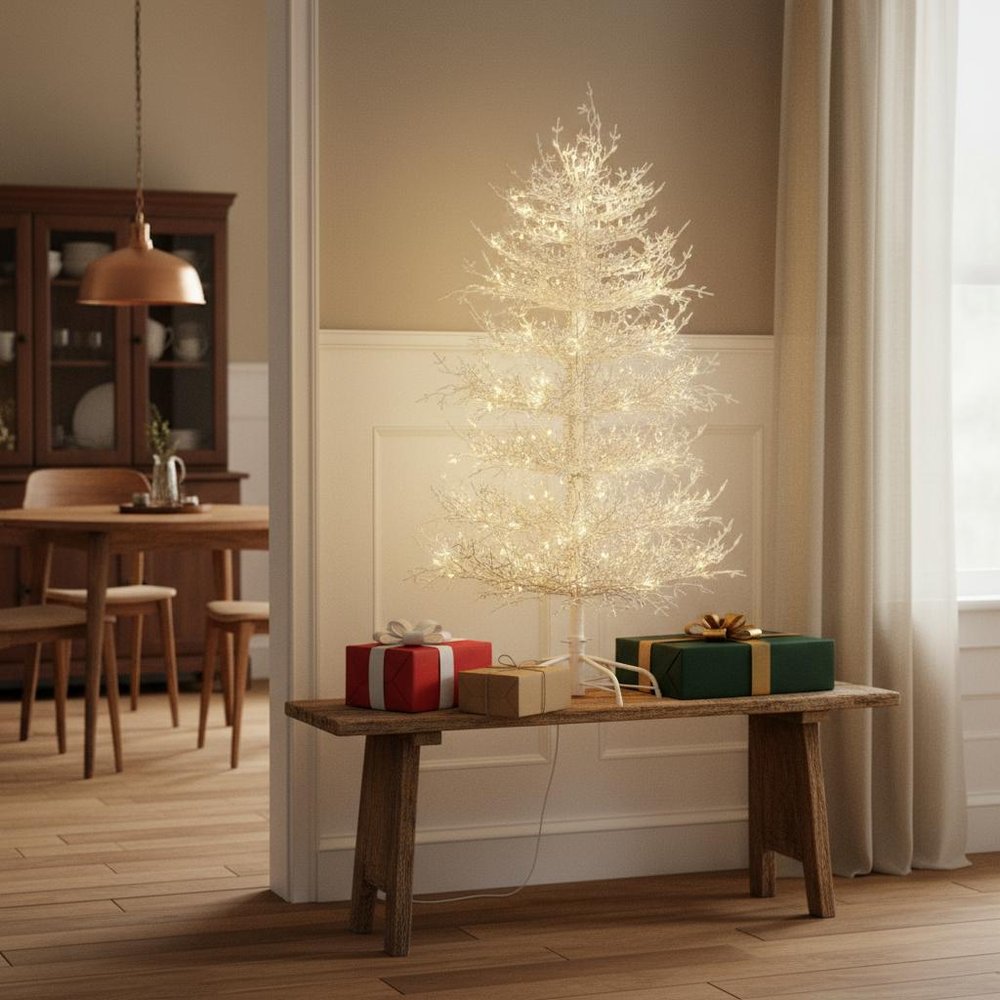 4' White Sparse Flocked Pine Christmas Tree