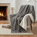 50" X 70" Brown And Beige Striped Plush Throw Blanket
