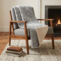 50" X 70" Gray And Silver Geometric Polyester Woven Plush Throw Blanket