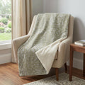 50" X 70" Sage And Beige Abstract Polyester Woven Plush Throw Blanket