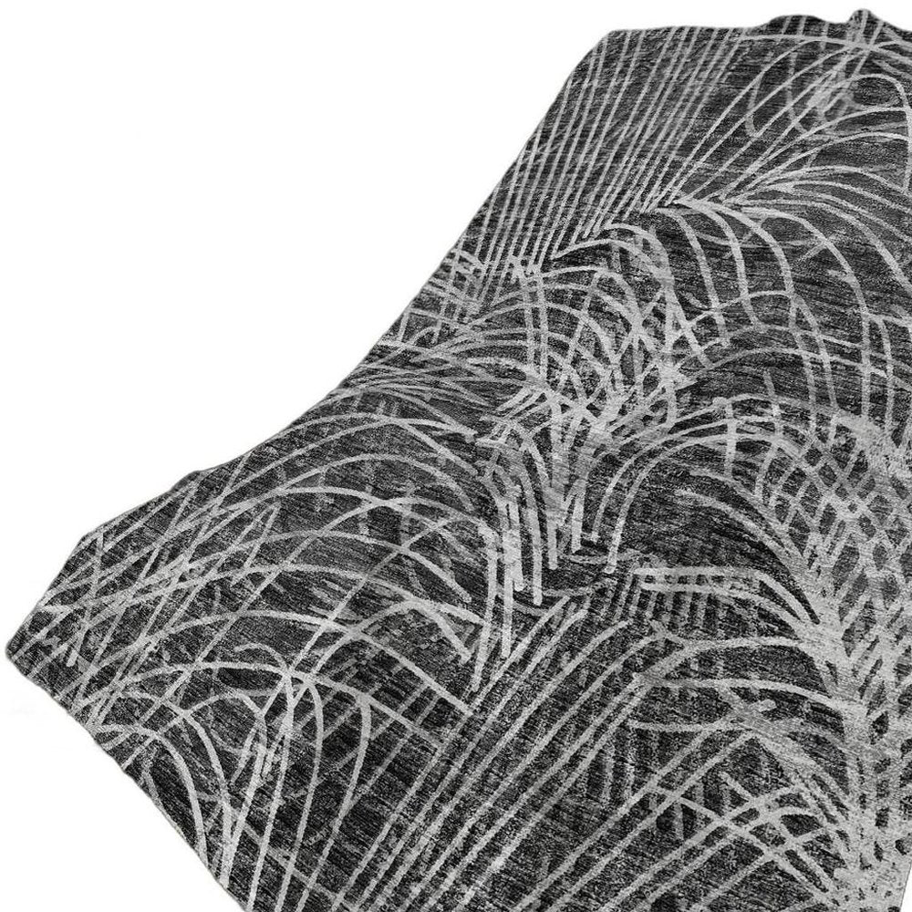 50" X 70" Charcoal And Gray Abstract Polyester Woven Plush Throw Blanket