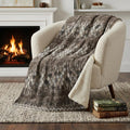 50" X 70" Brown And Beige Geometric Polyester Woven Plush Throw Blanket