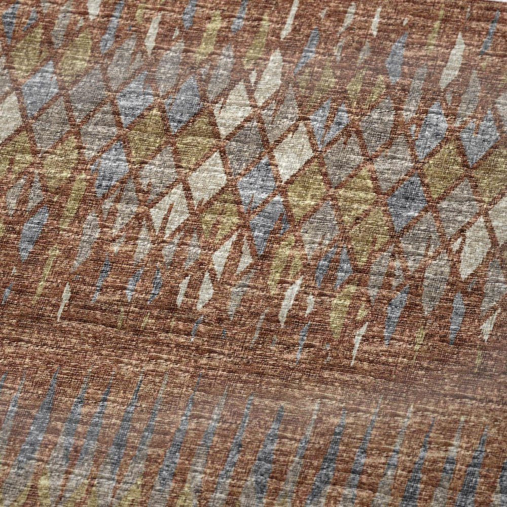 50" X 70" Cinnamon Gold And Blue Geometric Polyester Woven Plush Throw Blanket