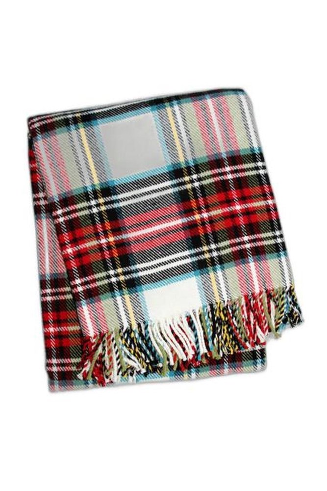 55" X 70" Black Red And White Plaid Cotton Blend Plush Throw Blanket with Fringe