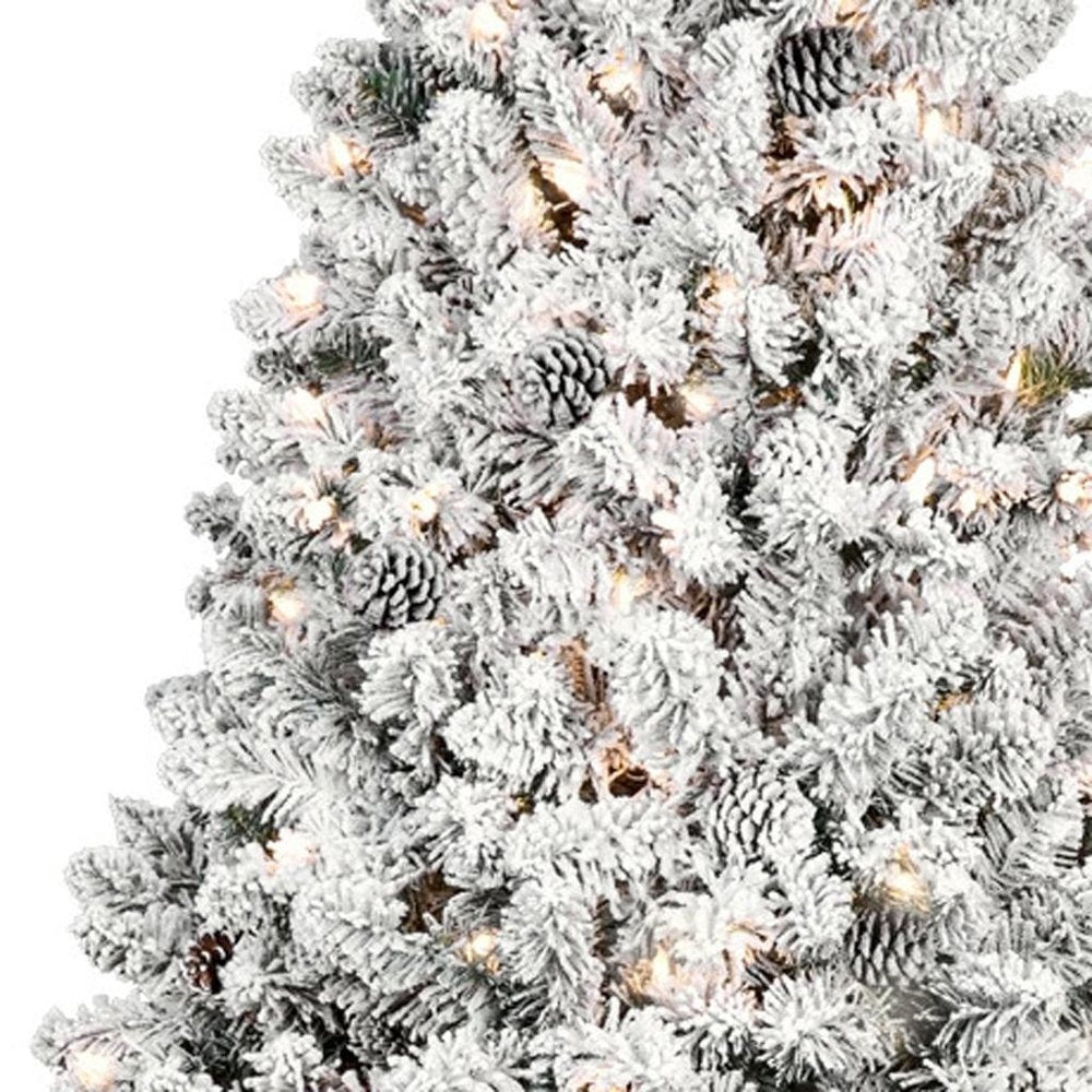 4.5' Pre Lit Full Flocked Spruce Christmas Tree