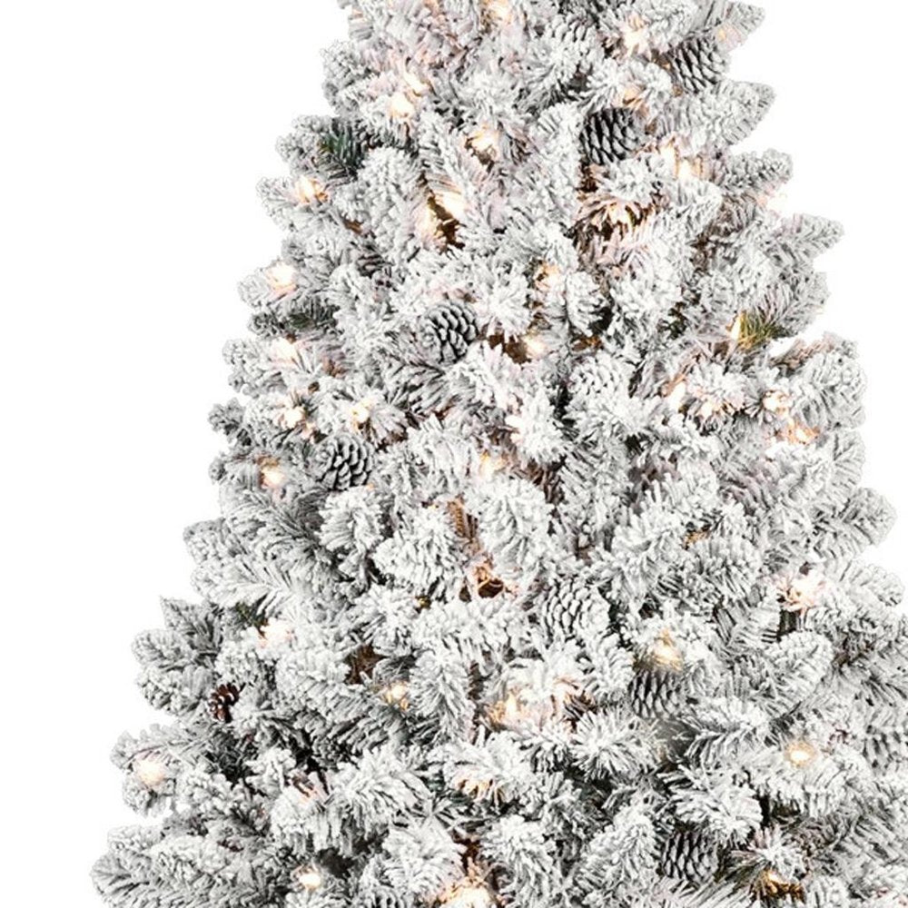 4.5' Pre Lit Full Flocked Spruce Christmas Tree