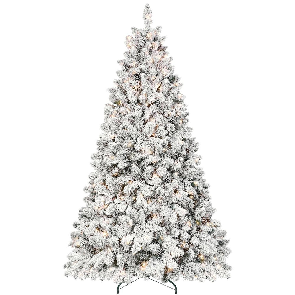 4.5' Pre Lit Full Flocked Spruce Christmas Tree