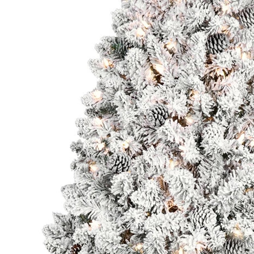 4.5' Pre Lit Full Flocked Spruce Christmas Tree