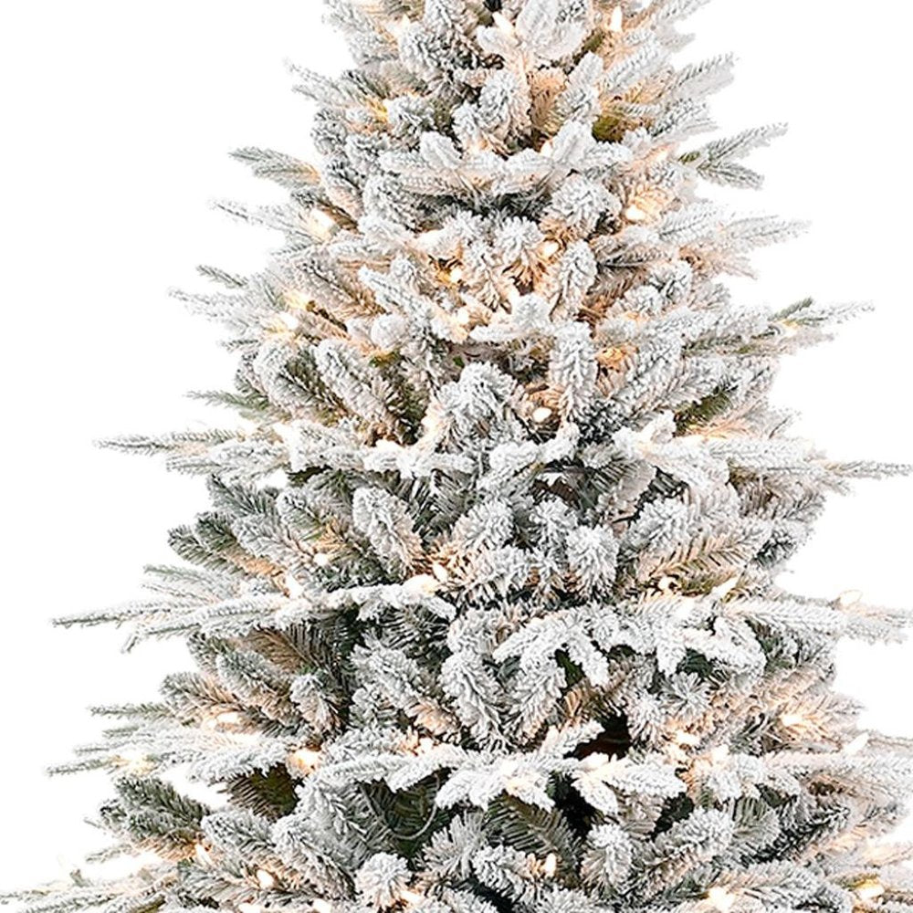 7.5' White Full Flocked Pine Christmas Tree