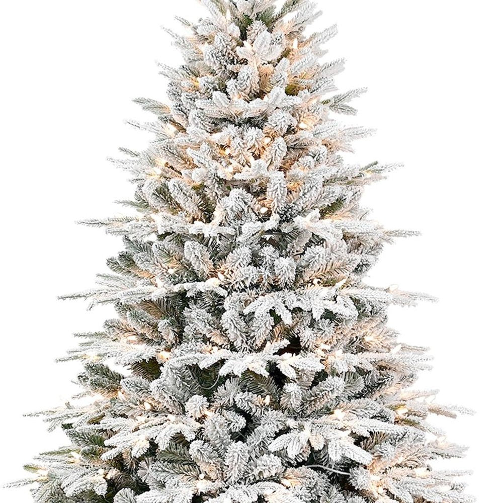7.5' White Full Flocked Pine Christmas Tree