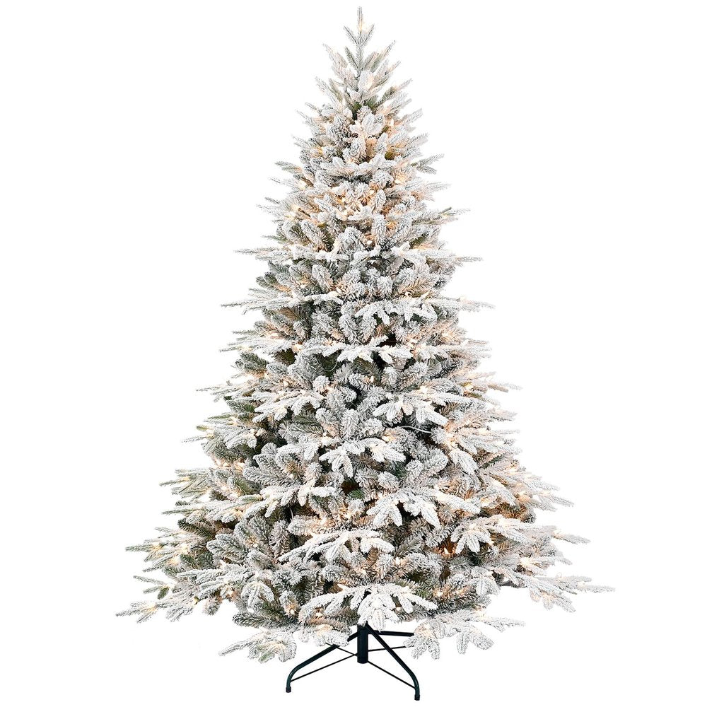 7.5' White Full Flocked Pine Christmas Tree