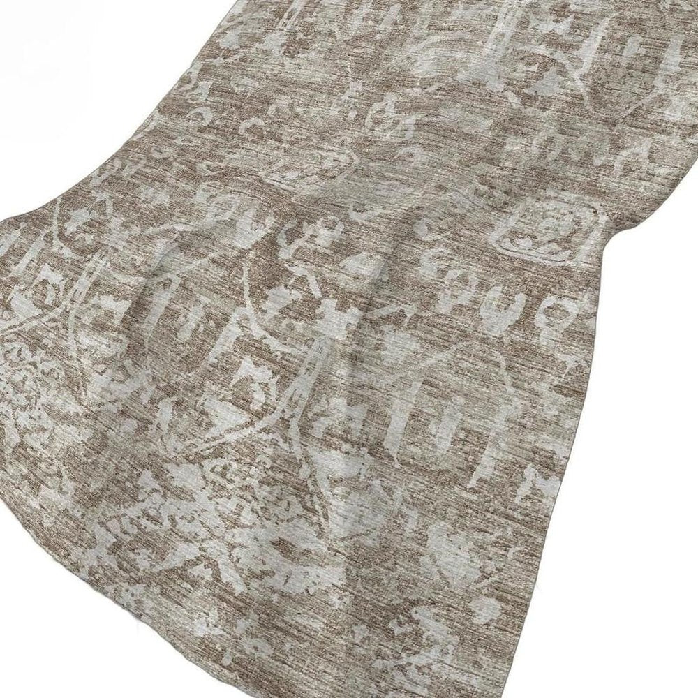 50" X 70" Taupe And Beige Damask Polyester Woven Plush Throw Blanket