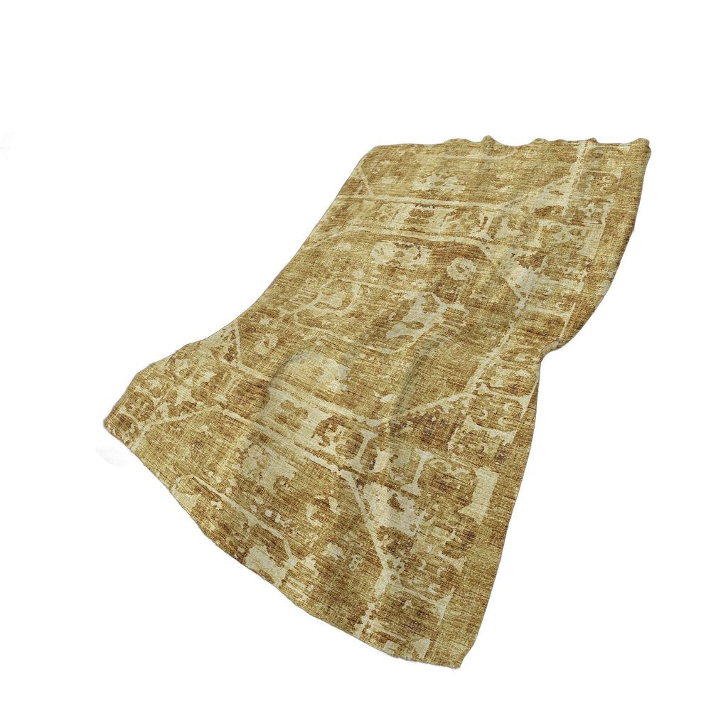50" X 70" Beige And Tan Damask Polyester Woven Plush Throw Blanket