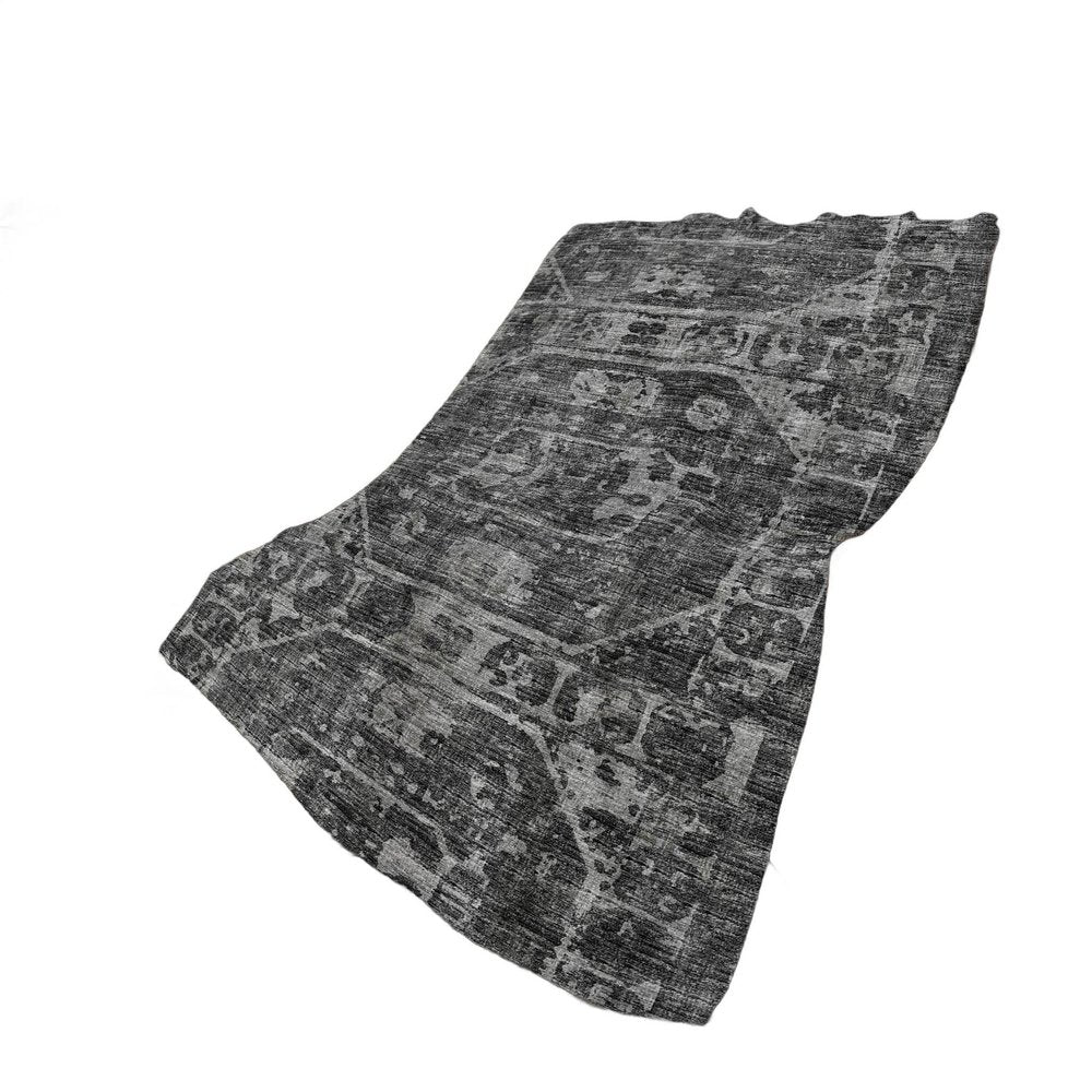 50" X 70" Black And Gray Damask Plush Throw Blanket
