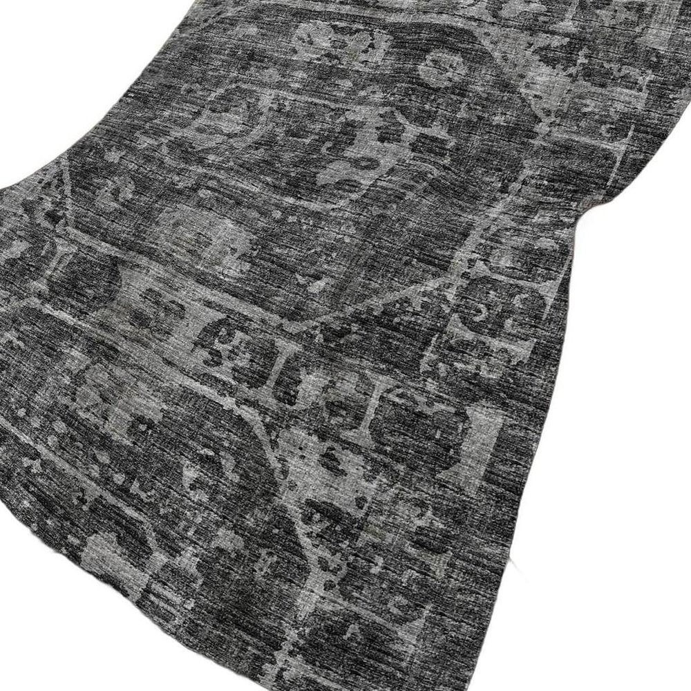50" X 70" Black And Gray Damask Plush Throw Blanket