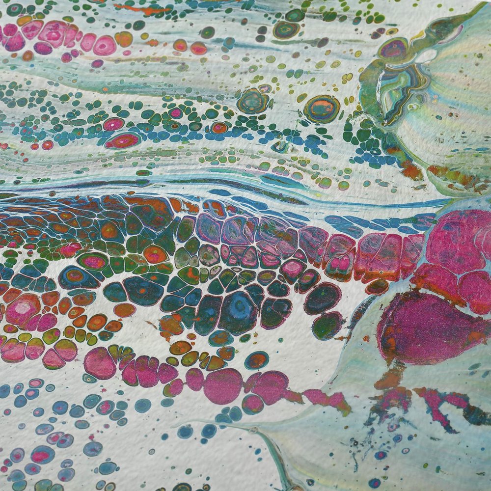 50" X 70" Ivory Pink And Teal Abstract Plush Throw Blanket