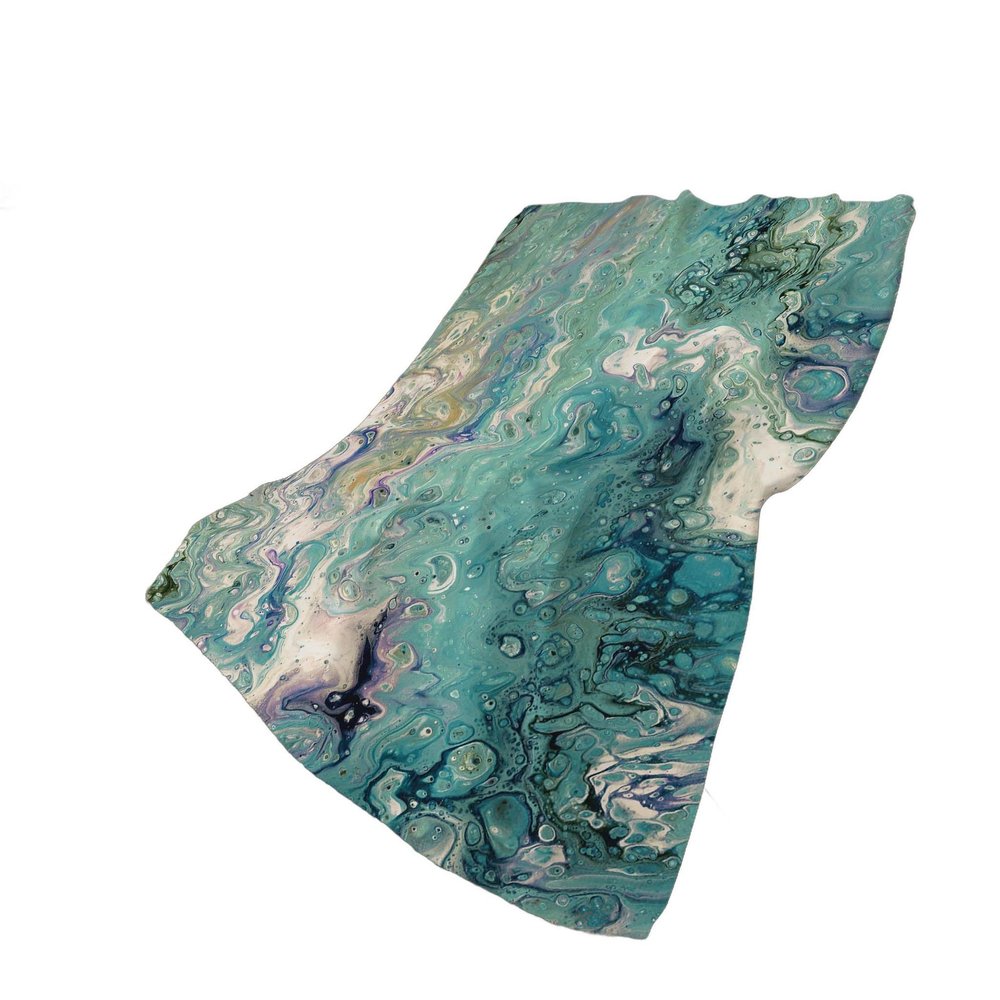 50" X 70" Teal And Ivory Abstract Plush Throw Blanket