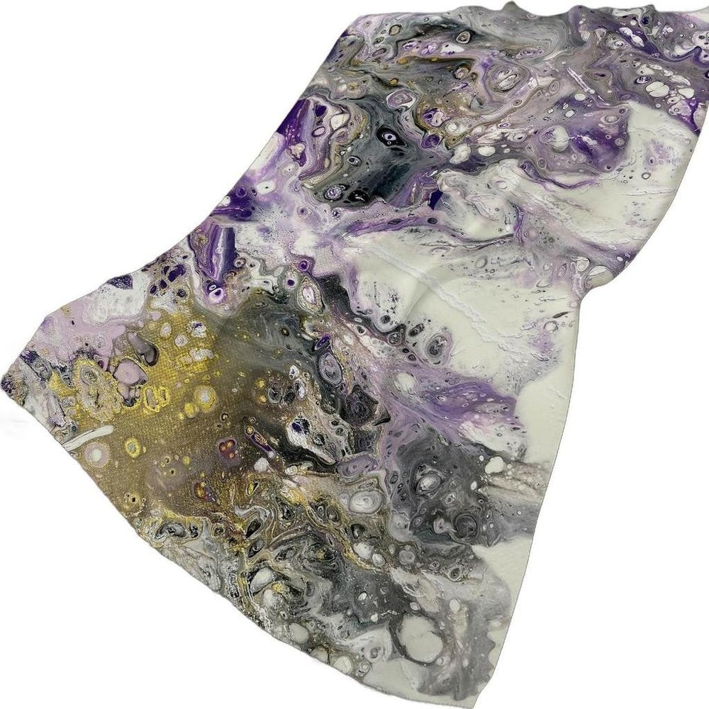 50" X 70" Amethyst And Ivory Abstract Plush Throw Blanket
