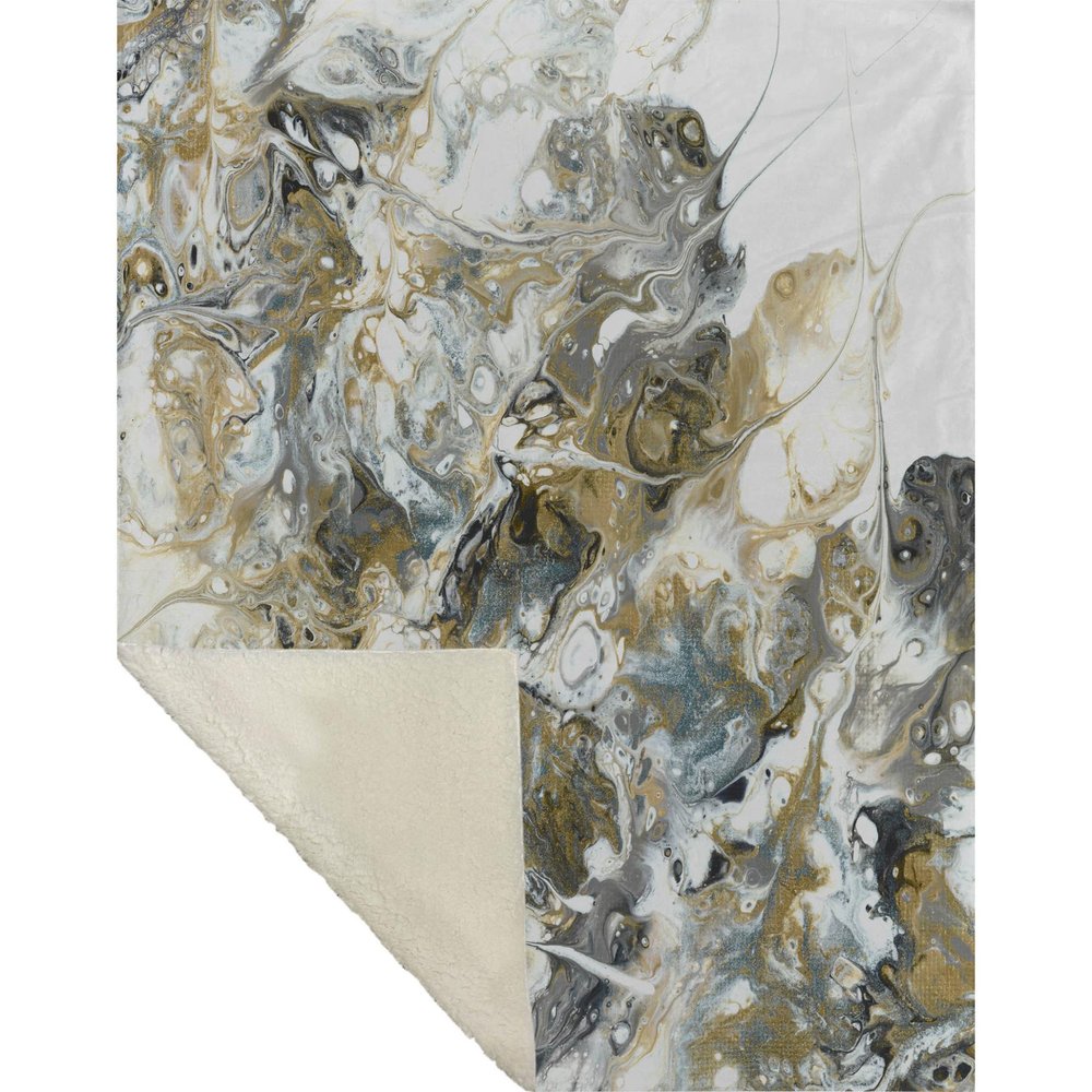 50" X 70" Gray And Ivory Abstract Plush Throw Blanket