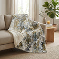50" X 70" Gray And Ivory Abstract Plush Throw Blanket