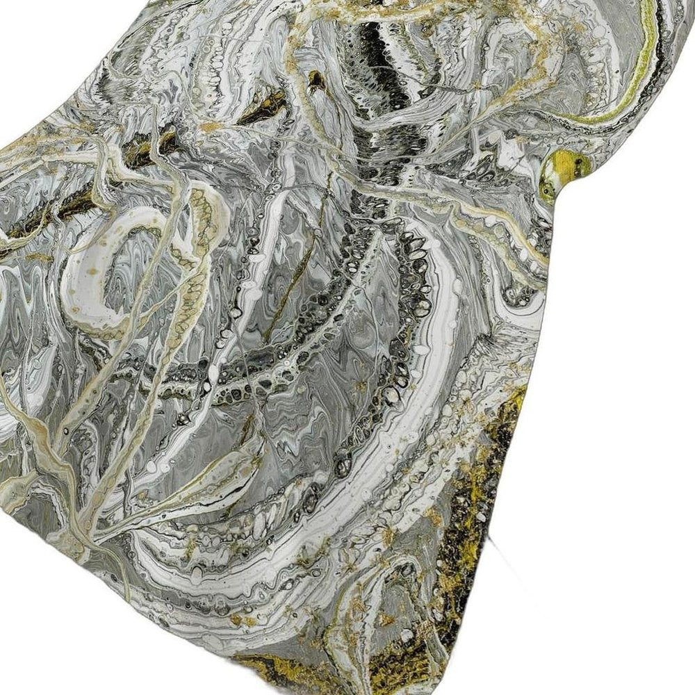 50" X 70" Ivory And Charcoal Abstract Plush Throw Blanket