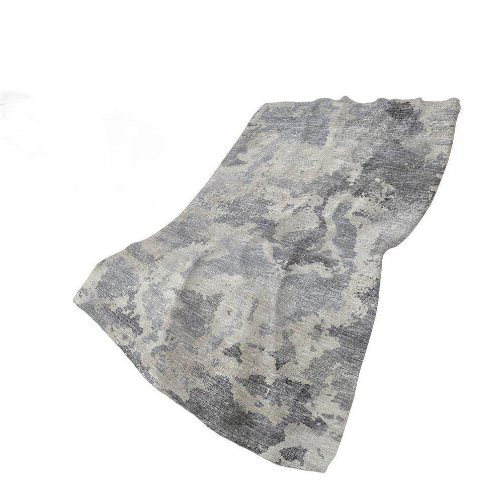 50" X 70" Gray And Silver Abstract Plush Throw Blanket