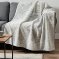 50" X 70" Ivory And Beige Abstract Microfiber Plush Throw Blanket