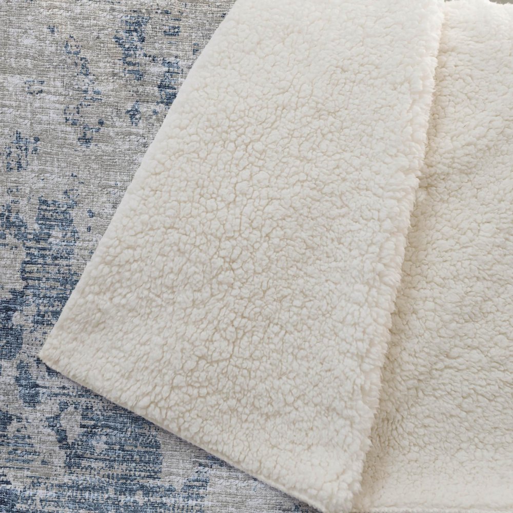 50" X 70" Blue Beige And Ivory Abstract Plush Throw Blanket