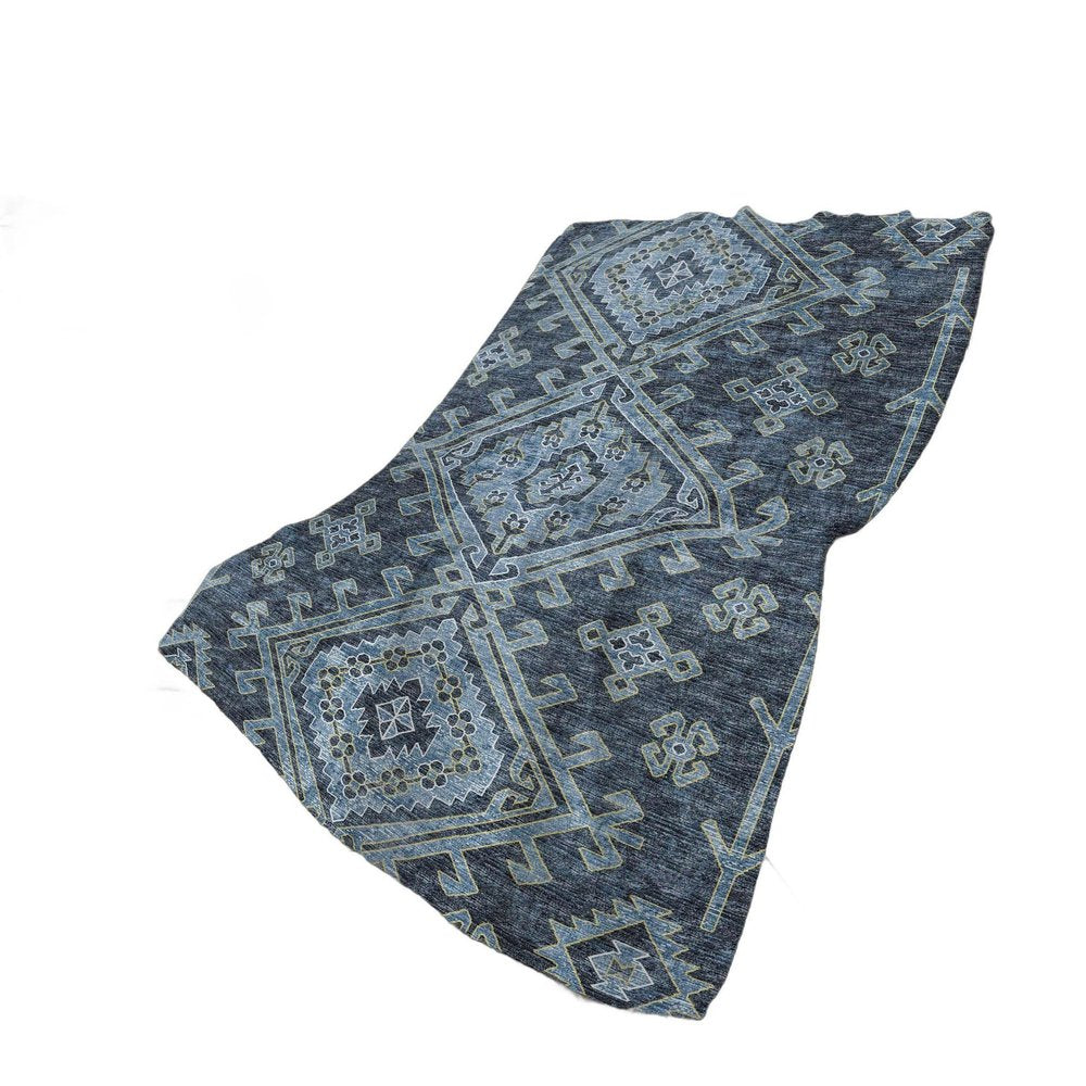 50" X 70" Blue And Teal Southwestern Plush Throw Blanket
