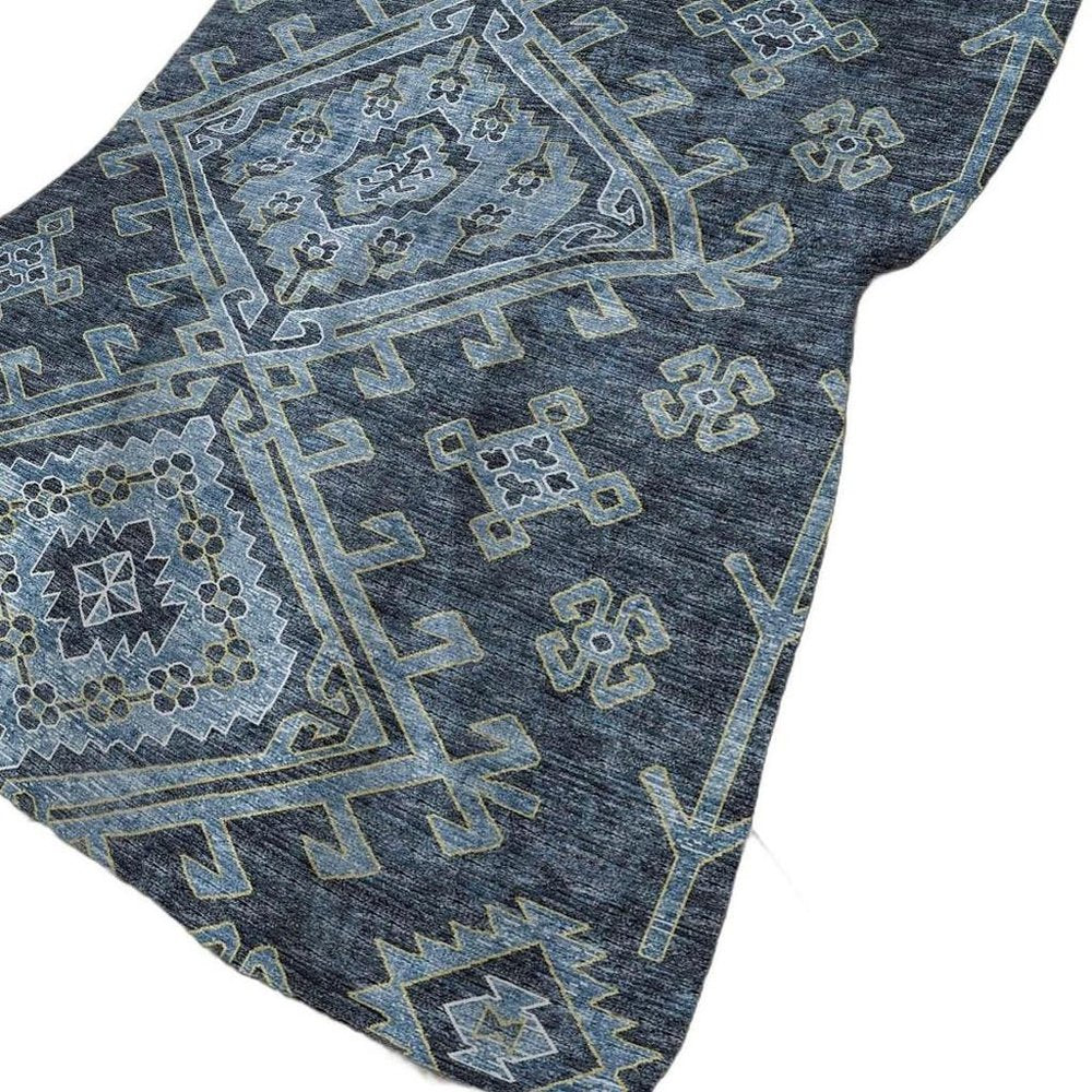 50" X 70" Blue And Teal Southwestern Plush Throw Blanket