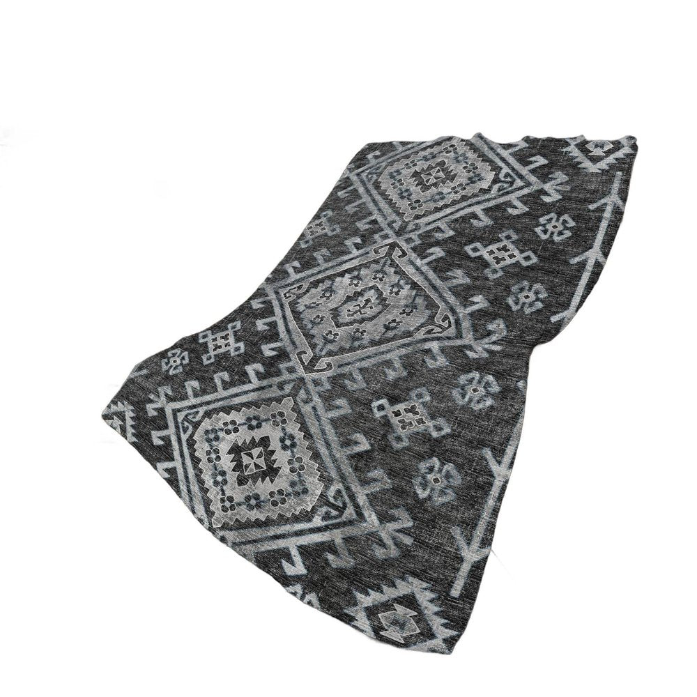 50" X 70" Charcoal And Gray Southwestern Plush Throw Blanket