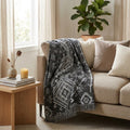 50" X 70" Charcoal And Gray Southwestern Plush Throw Blanket