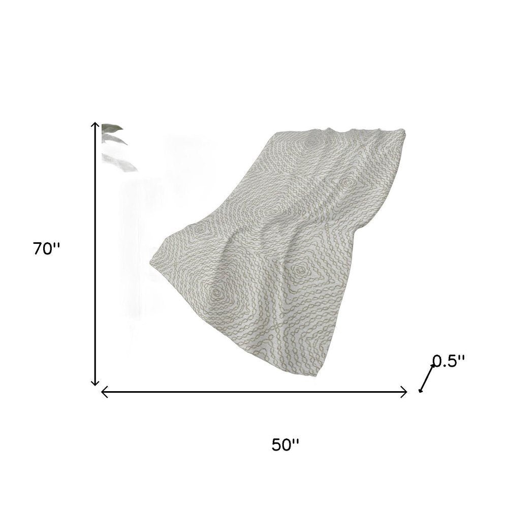 50" X 70" Linen And Ivory Abstract Plush Throw Blanket