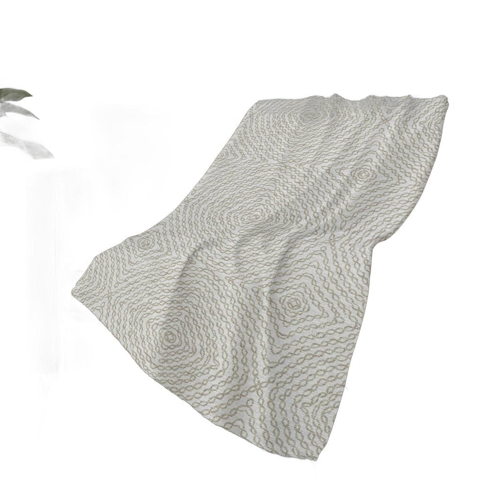 50" X 70" Linen And Ivory Abstract Plush Throw Blanket