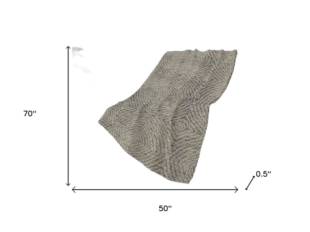 50" X 70" Chocolate And Beige Abstract Plush Throw Blanket