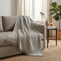 50" X 70" Chocolate And Beige Abstract Plush Throw Blanket
