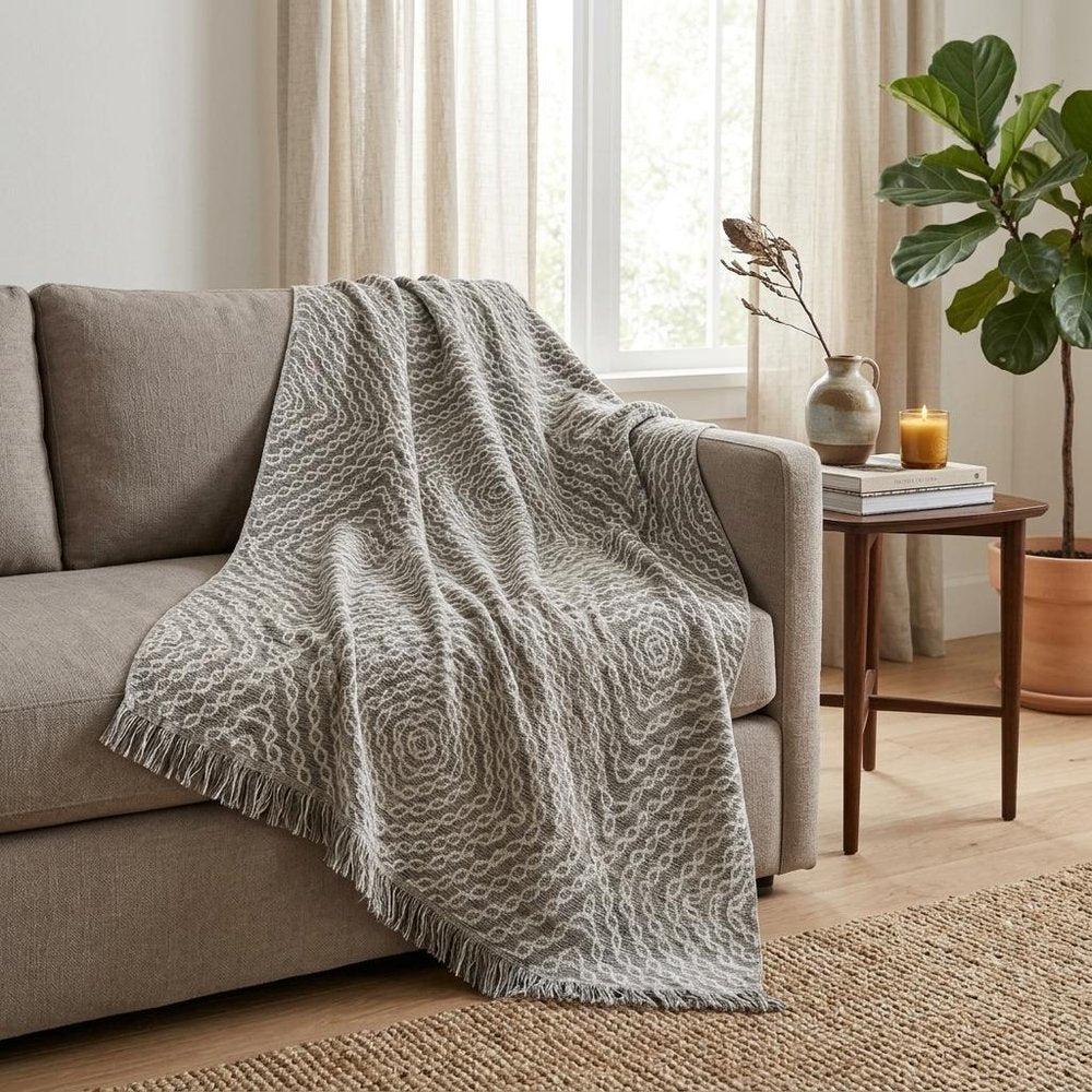 50" X 70" Chocolate And Beige Abstract Plush Throw Blanket