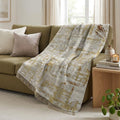 50" X 70" Coffee And Beige Abstract Plush Throw Blanket